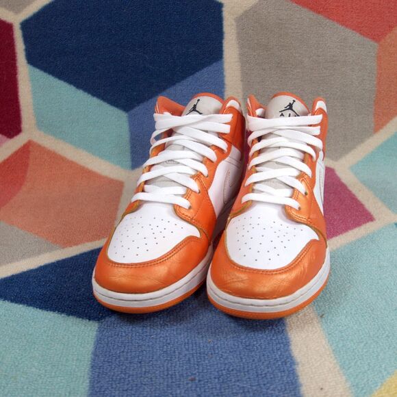 Nike Air Jordan 1 Mid Top Metallic Orange DM4228-800 Sneakers Youth Size 7 - Picture 2 of 8